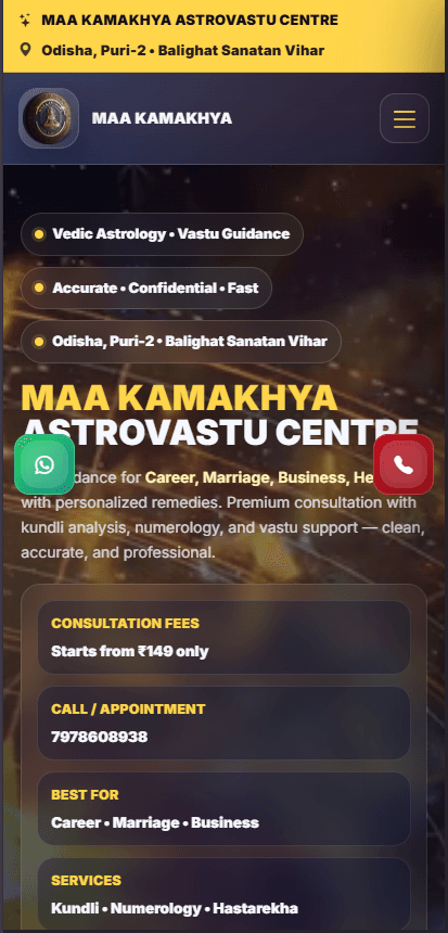Maa Kamakhya AstroVastu Centre website design sample