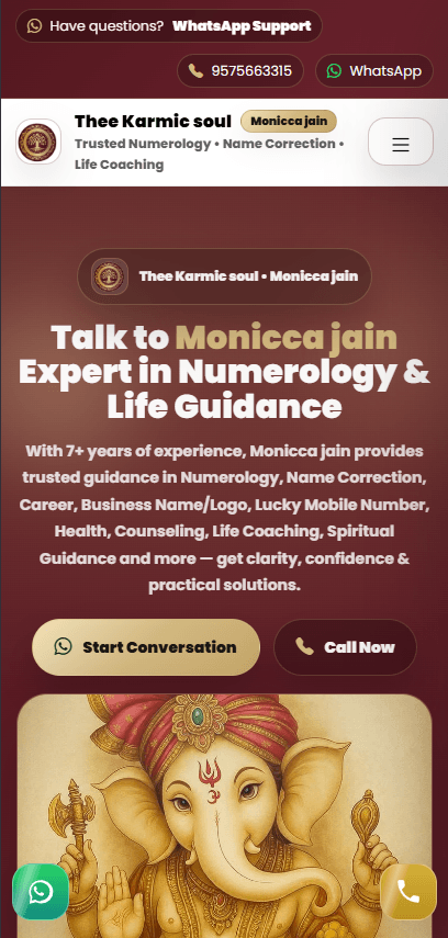 The Karmic Soul website design sample
