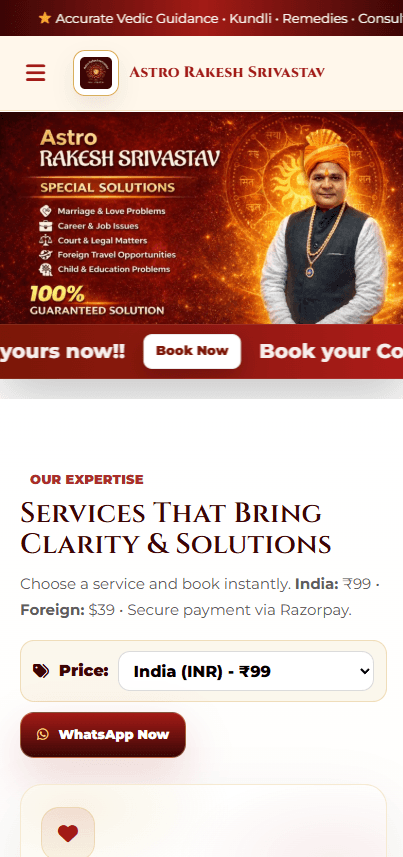 Astrologer Srivastav website design sample