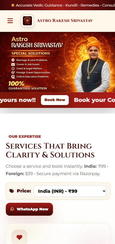 Astrologer Srivastav website design sample